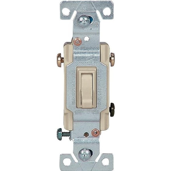 Eaton Wiring Devices EATON Toggle Switch, 15 A, 120 V, 3 Position, PushIn Terminal, Polycarbonate Housing Material 1303-7V-10-L